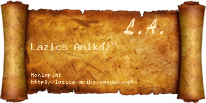 Lazics Anikó névjegykártya